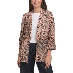 VENTI Made In Italy Abstract Leopard Print Boyfriend Blazer